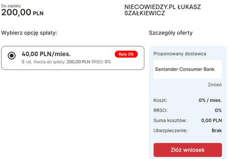Wybór rat i odroczonej płatności